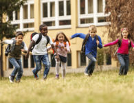 School children having fun after school